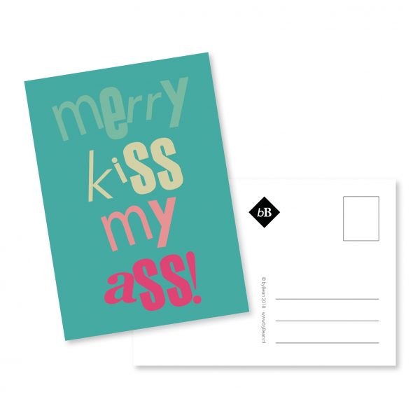 Kerst kaart Merry Kiss my ass byBean